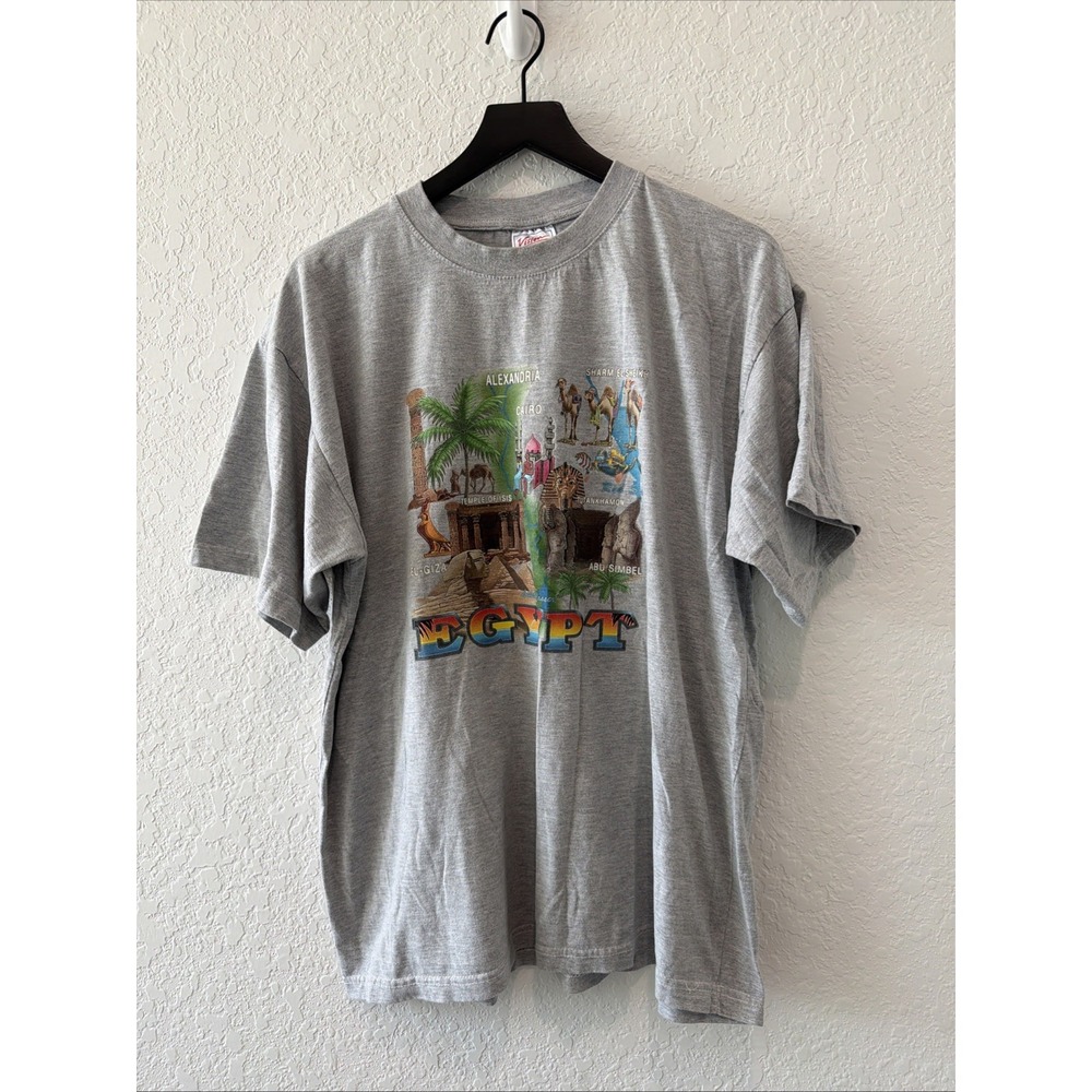 Vintage Gray Egypt Souvenir Historical Landmarks T-shirt Size Xl